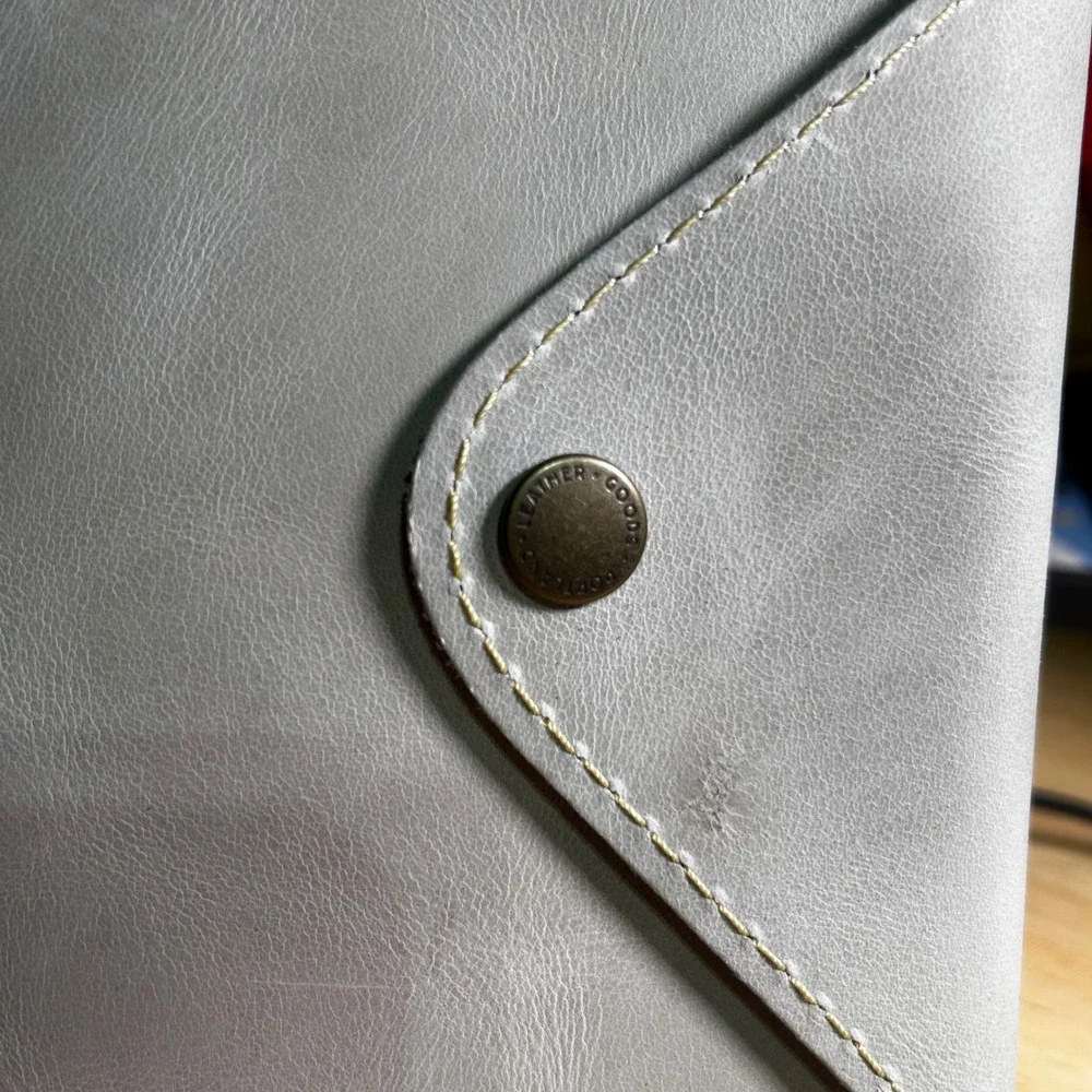 Portland Leather Goods Grey Leather Envelope Notebook Cover A6 Pocket Snap Case